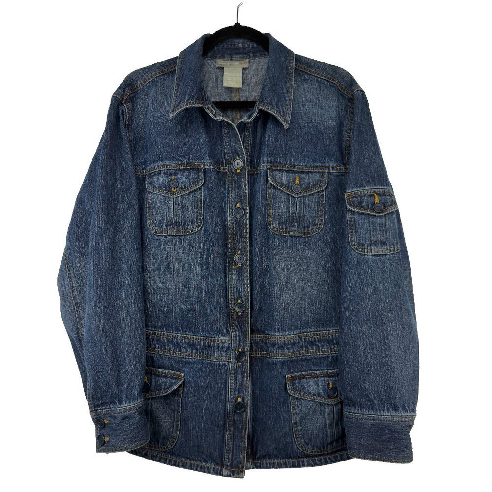 JONES NEW YORK JEANS 5 Pockets Button Up Adjustable Waist Blue Denim Jacket XL
